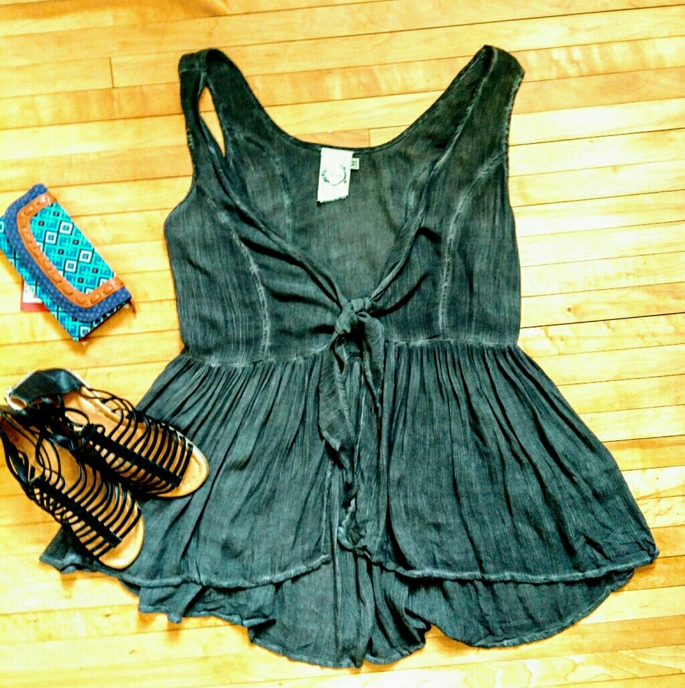 Charcoal Tie Tank / Wrap